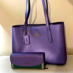 Purple Coach Bag & Wallet Set